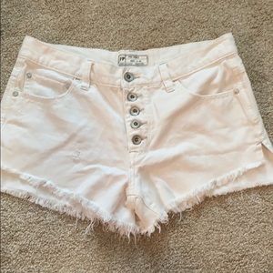 free people white jean shorts